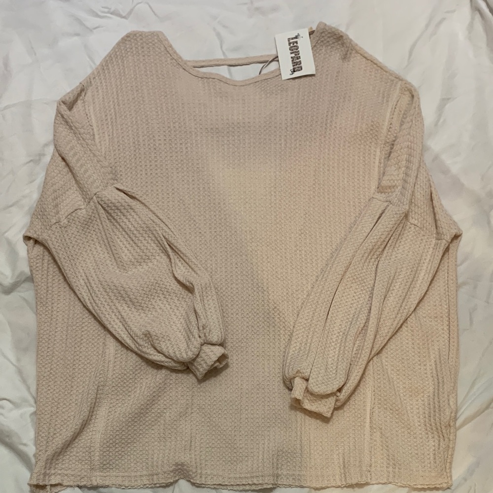 Textured Cream Blouse with Long Sleeves